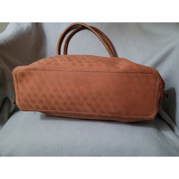 Dooney and Bourke Large Purse Orange Signature DB Canvas Leather Vintage Brown - Picture 13 of 16